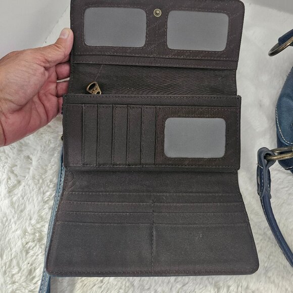 Montana West Blue Western Shoulder Bag w/ Wallet Chain Rodeo Cowgirl Conceal - Picture 10 of 12